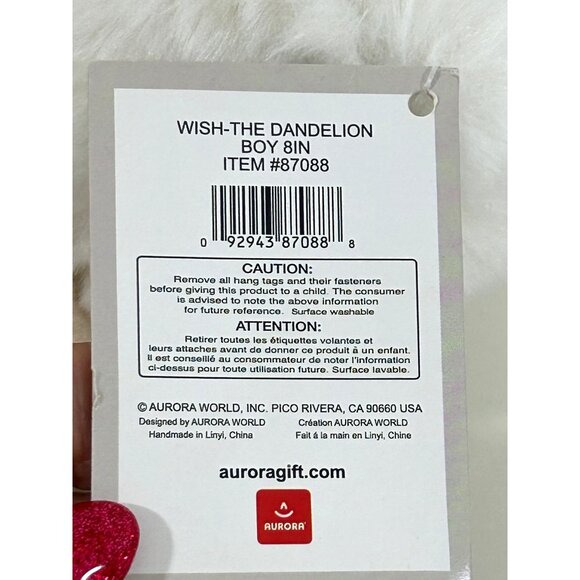 Aurora World Mia Wish Dandelion Boy Plush Stuffed Toy 8” Handmade White Green - Picture 14 of 16